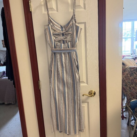 Cotten Blue Summer Maxi Dress with pockets M/L - Picture 2 of 10